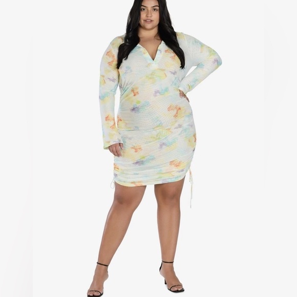 Bar III Nicole Williams English tie dye midi/mini dress Women’s size 1X bodycon - Picture 1 of 9
